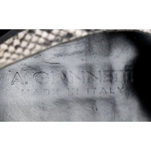 A.Gianetti ITALY GRAY BLACK GENUINE LEATHER STRAPPY FLAT SANDALS SHOES Size 9.5 - Picture 8 of 11